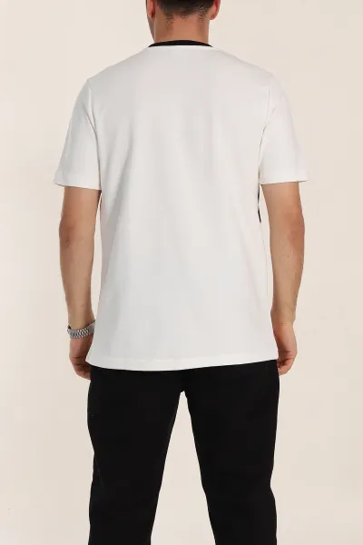 Beyaz Oversize İnterlok Kumaş Kabartma Yazı Detaylı Erkek Tişört 353352