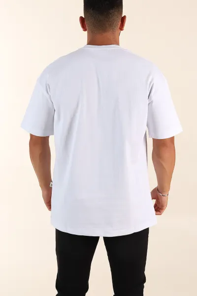 Beyaz Oversize Kabartma Yazı Detaylı Erkek Tişört 358096