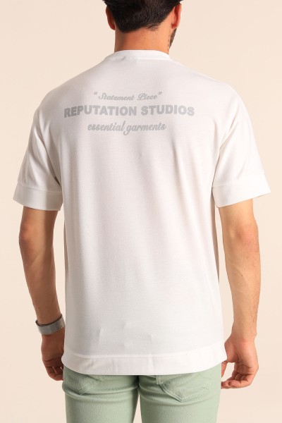 Beyaz Oversize Sırt Baskılı Erkek Tişört 181799