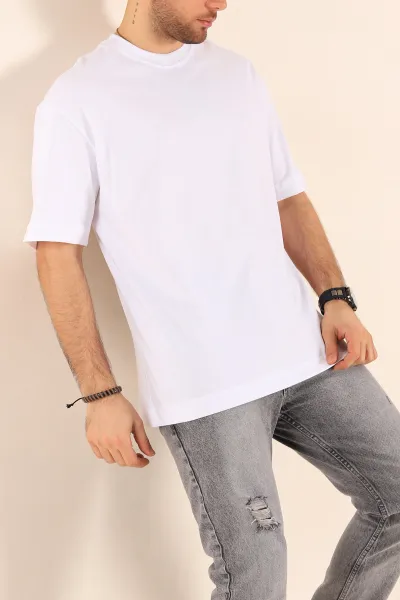 Beyaz Oversize Suprem Basic Erkek Tişört 254697
