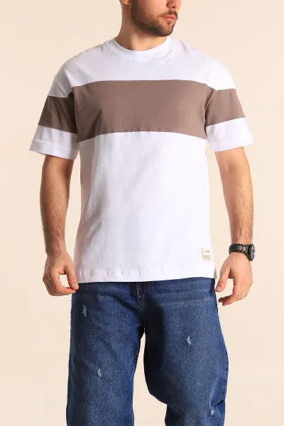 Beyaz Oversize Suprem Parçalı Erkek Tişört 249452