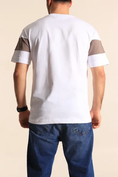 Beyaz Oversize Suprem Parçalı Erkek Tişört 249452