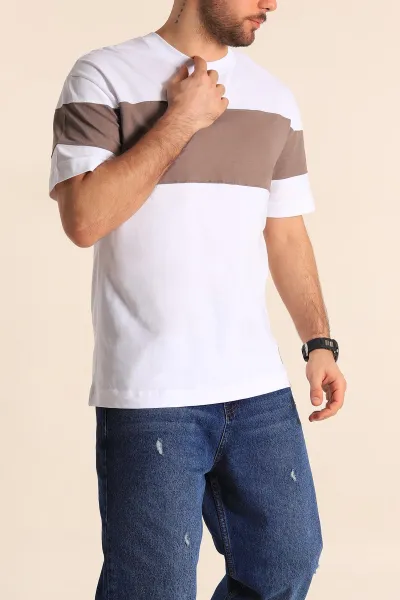 Beyaz Oversize Suprem Parçalı Erkek Tişört 249452