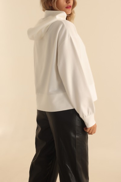 Beyaz Oversize Sweat 204092