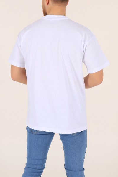 Beyaz Oversize Yazı Baskılı Cep Detay 169649