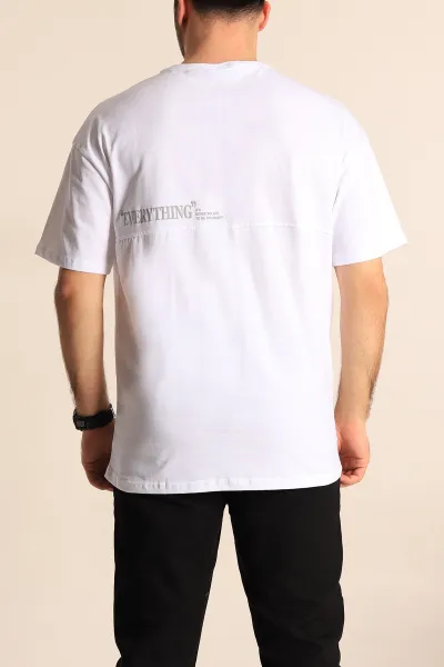 Beyaz Oversize Yazı Detay Erkek Tişört 247985