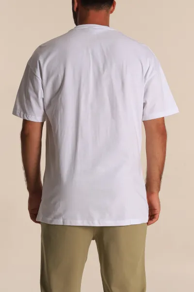 Beyaz Oversize Yazı Detaylı Erkek Tişört 247944