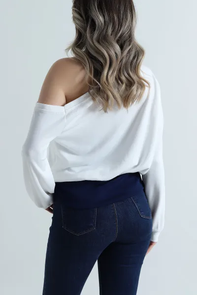 Beyaz Oysho Garnili Baskılı Kadın Sweat 498844