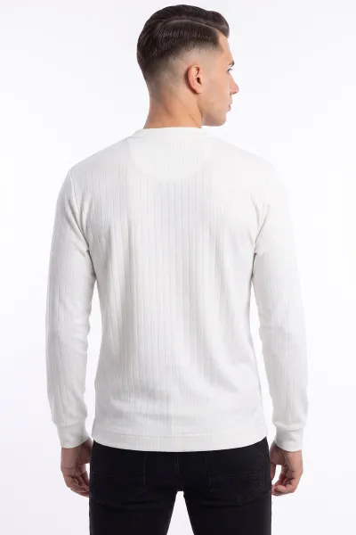 Beyaz Oysho Kumaş Çizgili Erkek Sweatshirt 482841
