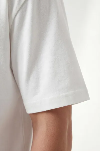 Beyaz Oysho Kumaş Oversize Bisiklet Yaka Erkek Tişört 438917