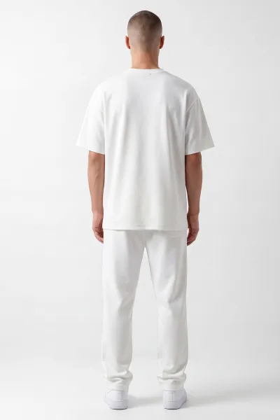 Beyaz Oysho Kumaş Oversize Erkek İkili Takım 454513