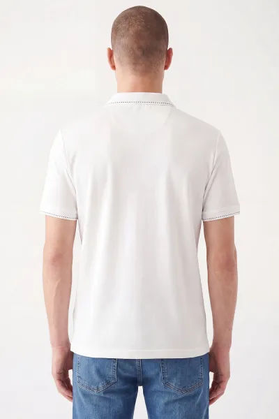 Beyaz Oysho Kumaş Polo Yaka Erkek Tişört 467585