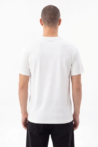 Beyaz Oysho Kumaş Yazı Detaylı Erkek Tişört 471614