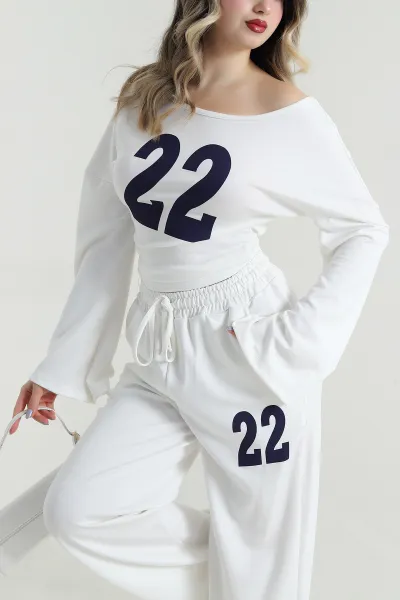Beyaz Pantolon Bluz Kadın İkili Takım 496593