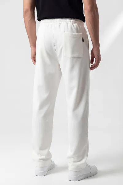 Beyaz Pike Kumaş Baggy Belden Bağlamalı Erkek Pantolon 442080