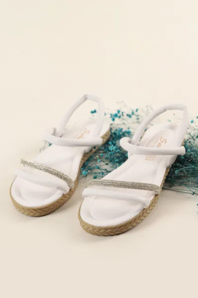 Beyaz Pırlanta Taş Bantlı Sandalet 246988