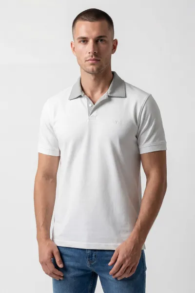 Beyaz Polo Yaka Erkek Tişört 435556