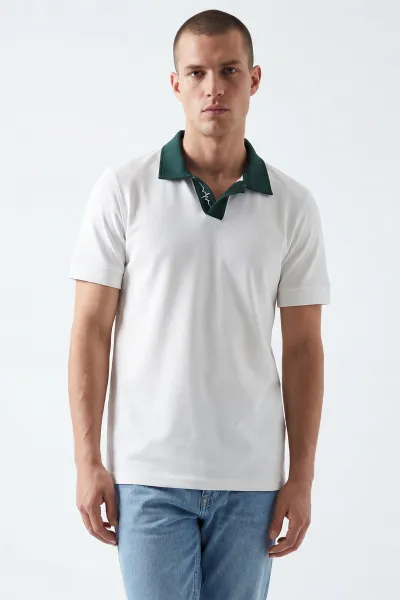 Beyaz Polo Yaka Erkek Tişört 435581