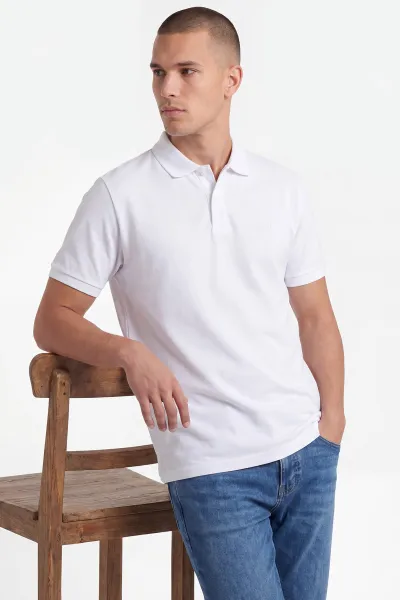 Beyaz Polo Yaka Erkek Tişört 459887