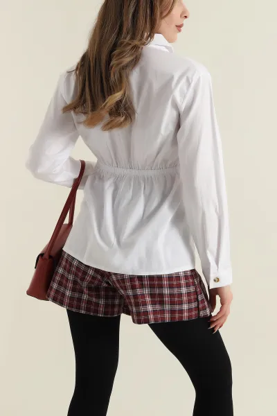 Beyaz Poplin Dokuma Kadın Gömlek Bluz 425485
