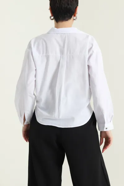 Beyaz Poplin Kadın Gömlek 432529