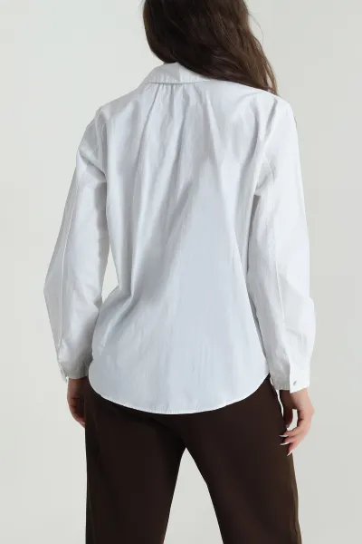 Beyaz Poplin Kadın Gömlek 485520