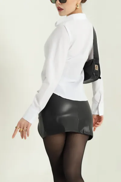Beyaz Poplin Kumaş Kadın Gömlek 336920