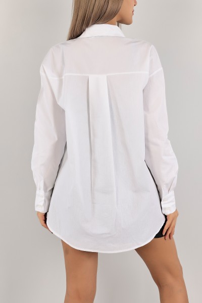 Beyaz Poplin Kumaş Gömlek Tunik 135696