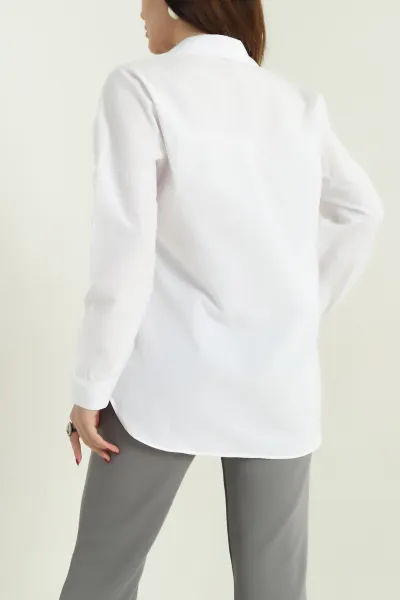 Beyaz Poplin Kumaş Gömlek Tunik 336939