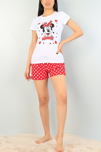 Beyaz Puantiye Desen Bayan Pijama Takımı 68295