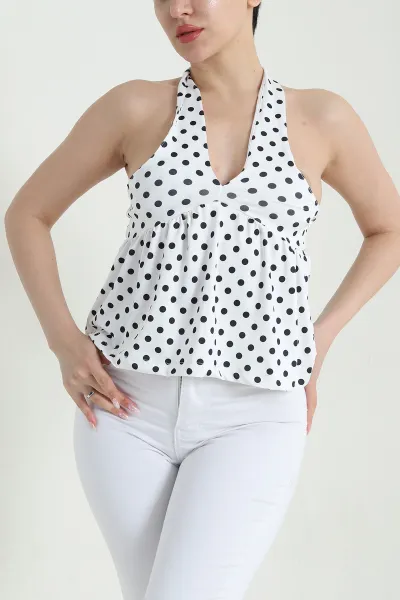 Beyaz Puantiyeli Sandy Kadın Bluz 462092
