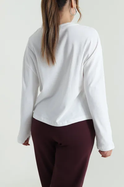 Beyaz Rahat Kalıp Kadın Body Bluz 483595