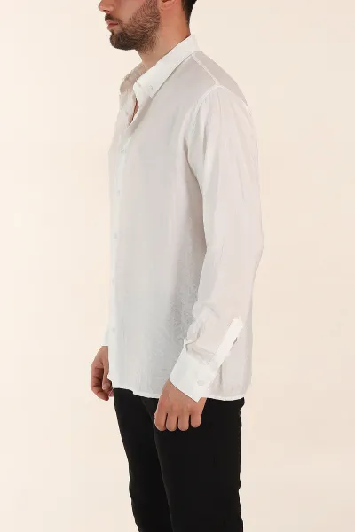Beyaz Regular Fit Ata Yaka Basic Uzun Kollu Erkek Gömlek 370034
