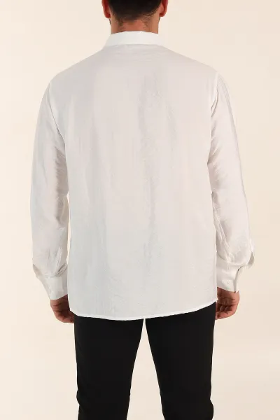Beyaz Regular Fit Ata Yaka Basic Uzun Kollu Erkek Gömlek 370034