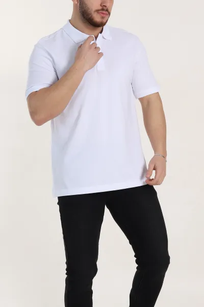 Beyaz Regular Fit Basic Polo Yaka Erkek Tişört 342470