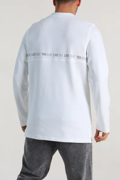 Beyaz Regular Fit Baskı Detaylı Erkek Sweatshirt 305846