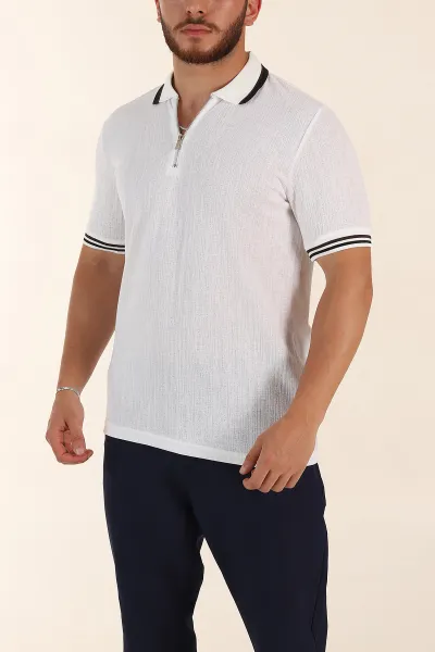 beyaz-regular-fit-dokulu-fermuarli-polo-yaka-erkek-triko-tisort-370059
