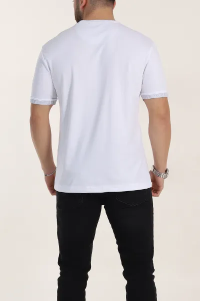 Beyaz Regular Fit Duble Kol Detaylı Basic Erkek Tişört 346185