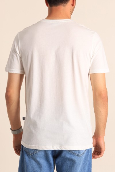 Beyaz Regular Fit Logo Detay Erkek Tişört 182205