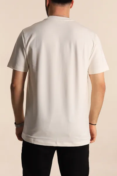 Beyaz Regular Fit Nakış Yazı Detaylı Erkek Tişört 270631