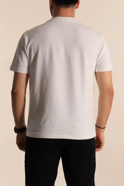 Beyaz Regular Fit Plastik Baskı Detaylı Erkek Tişört 268116