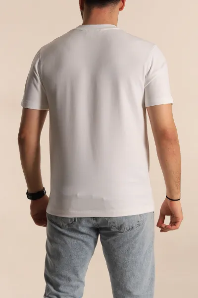 Beyaz Regular Fit Plastik Baskı Detaylı Erkek Tişört 268146