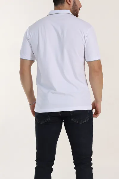 Beyaz Regular Fit Polo Yaka Erkek Tişört 338473