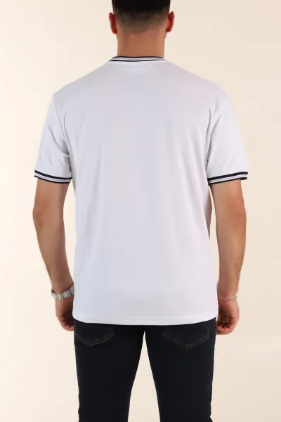 Beyaz Regular Fit Triko Yaka Basic Erkek Tişört 342363