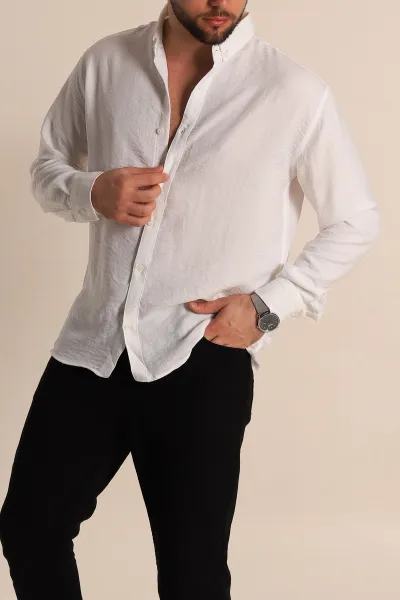 beyaz-regular-fit-uzun-kollu-keten-erkek-gomlek-275555