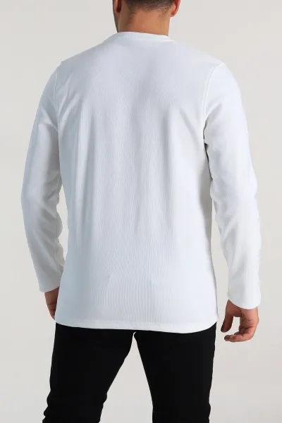 Beyaz Regular Fit Yazı Detay Erkek Sweatshirt 305885