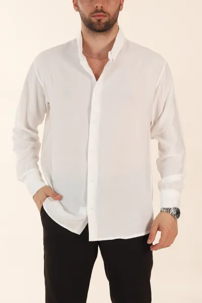 beyaz-relaxed-fit-ata-yaka-uzun-kollu-erkek-gomlek-369598