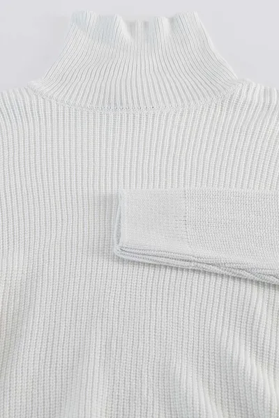 Beyaz Relaxed Fit Balıkçı Yaka Erkek Triko Kazak 397758