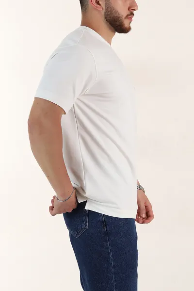 Beyaz Relaxed Fit Baskılı Yazı Detaylı Erkek Tişört 358545