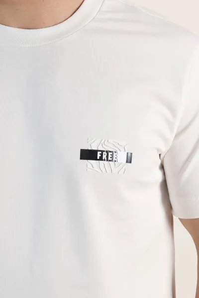 Beyaz Relaxed Fit Baskılı Yazı Detaylı Erkek Tişört 358545